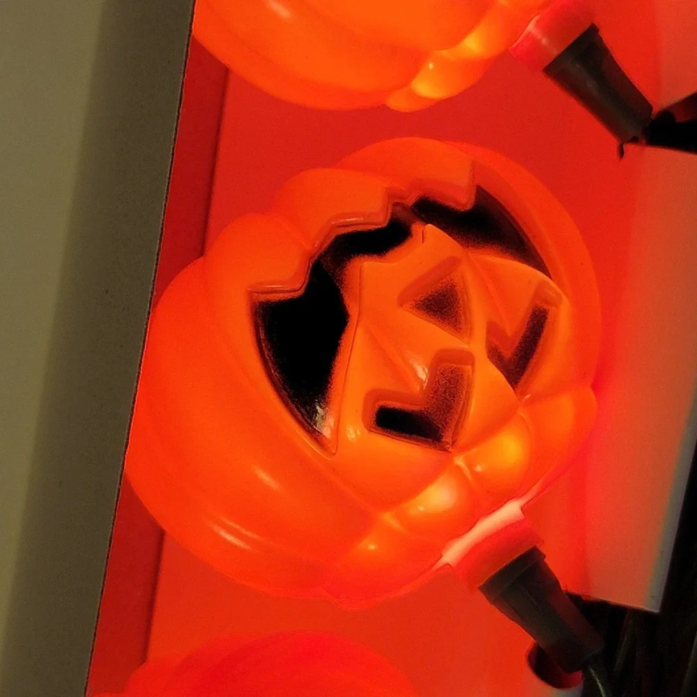 Vintage Walmart String Of 10 Halloween Jack O Lantern Pumpkin Lights - Tested